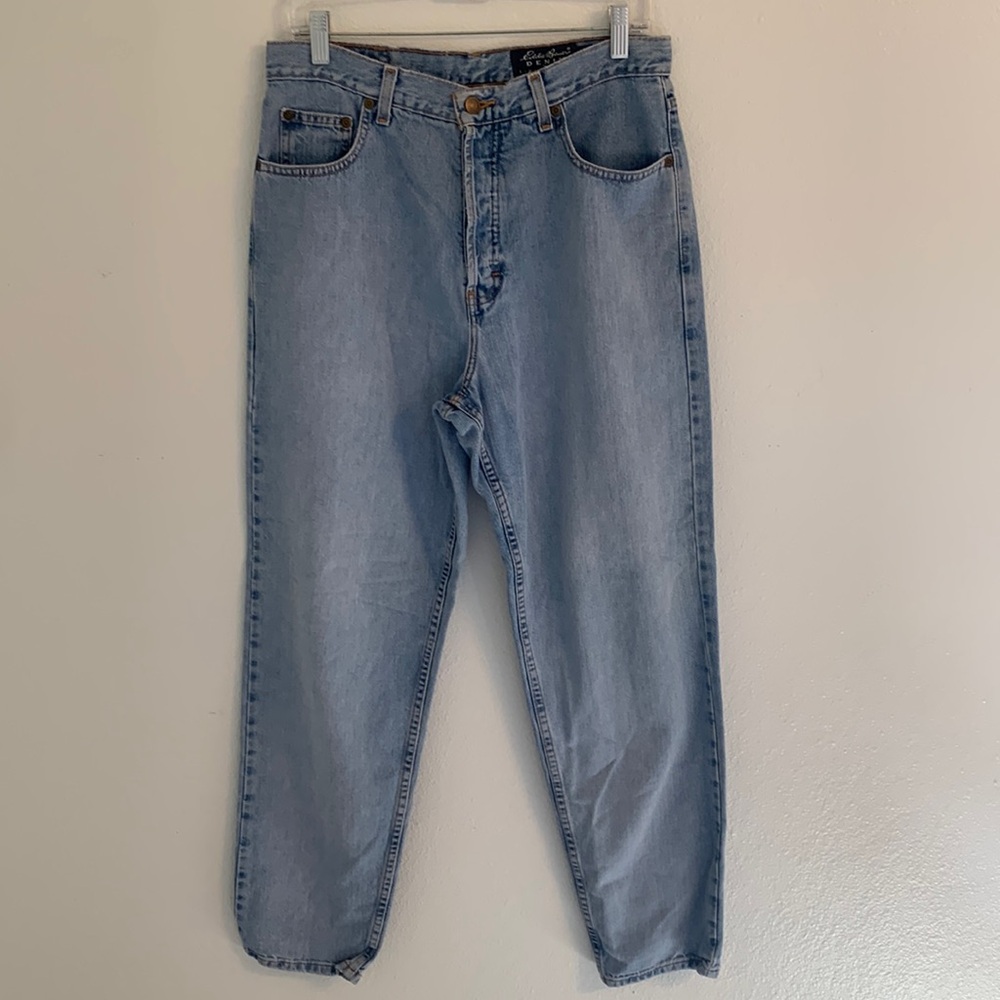 Vintage Eddie Bauer Button Fly Loose Fit Denim Jeans Size 14 100% Cotton